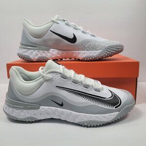 Nike Alpha Huarache Elite 4 Turf Men's White Gray Shoes FD2743-100 US Size 11NWB